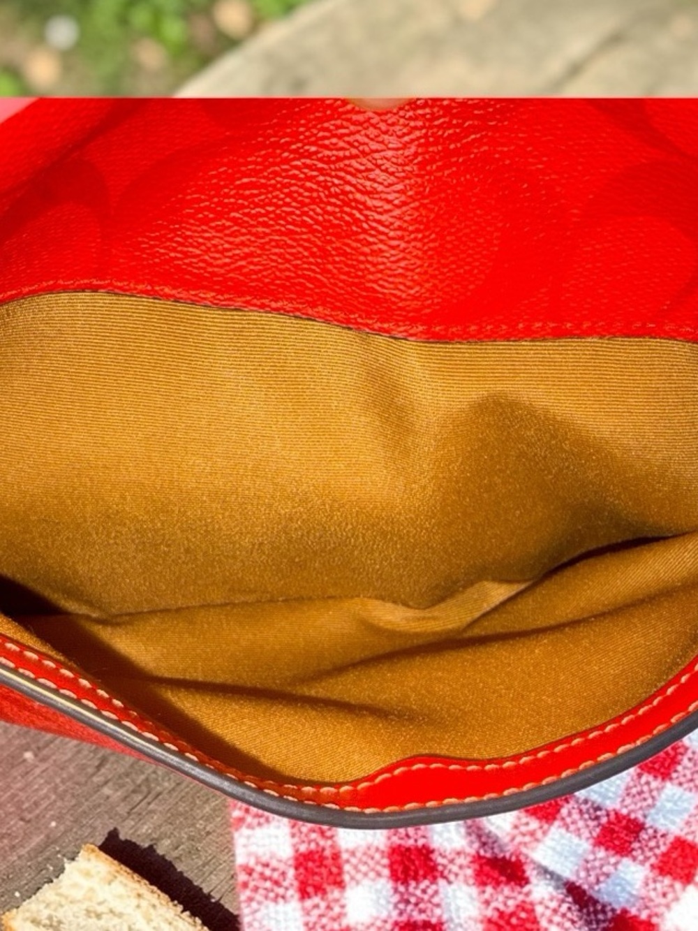 Coach Jamie Colorblock Signature Camera Crossbody Red Pink Orange Gold Hardware - Picture 12 of 12